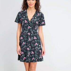 Mix by Hawthorn Elena Faux Wrap Knit Dress, Black Size S